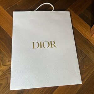 Dior Luxe White and Gold Shopping Bag